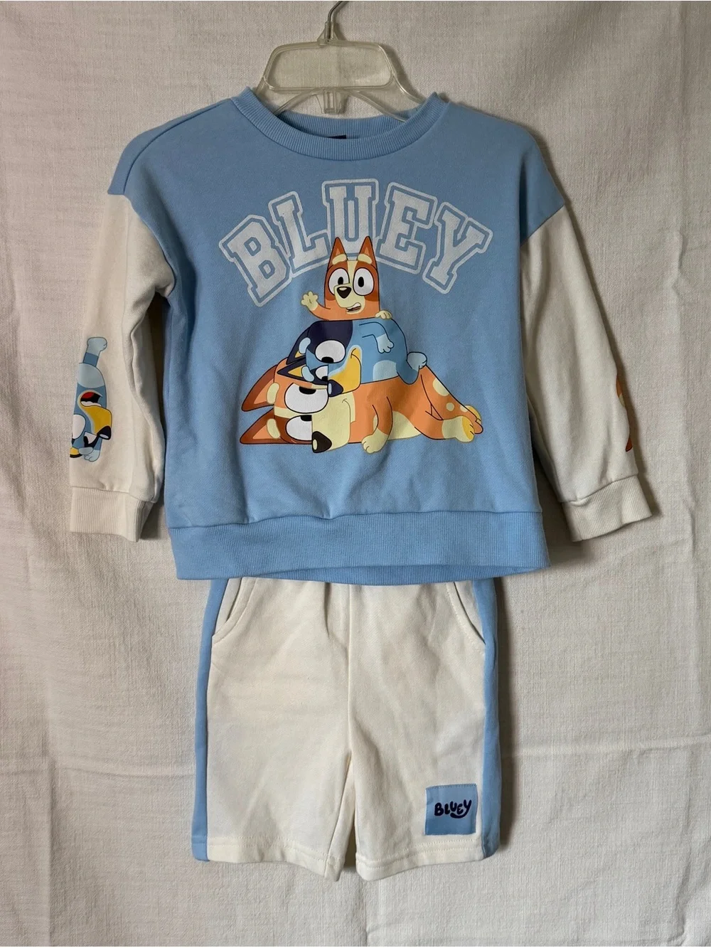 Bluey Kids Two-Piece Shorts Set - Light Blue & White